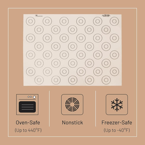 de Buyer Macaron Silicone Baking Mat - 15.75” x 11.75” - Perfect for Macarons & Cookies - Nonstick & Easy to Clean...