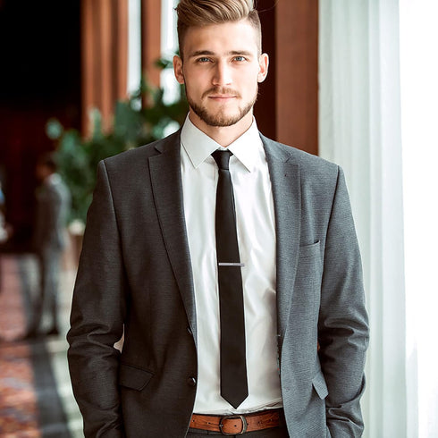 Yolev Men's Clip-On Ties 20 Inches Solid Color Clip-on Neckties Pre-tied Neckties for Wedding Office School Uniform with Tie Clip...