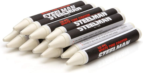 Steelman White Tire Marking Crayons for Mechanics, Marks Damage on Wet and Dry Tires, Box of 12...