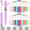 30 Pcs Plastic Beadable Pens 2 in 1 Stylus Bead Pen Empty Tube Floating Black Ink Bead Pens with 30 Pcs Black Refills for DIY Making Gift Kids Stu...