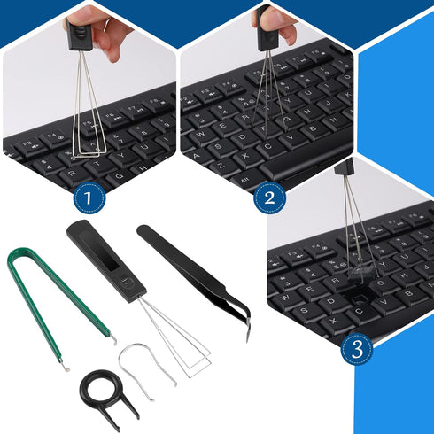 5 Pcs Keyboard Puller Set,Keyboard Cleaning Tools Set Switch Puller Set Stainless Steel Keycap Remover Kit Keyboard Cleaner Tool Keycap Puller Kit...