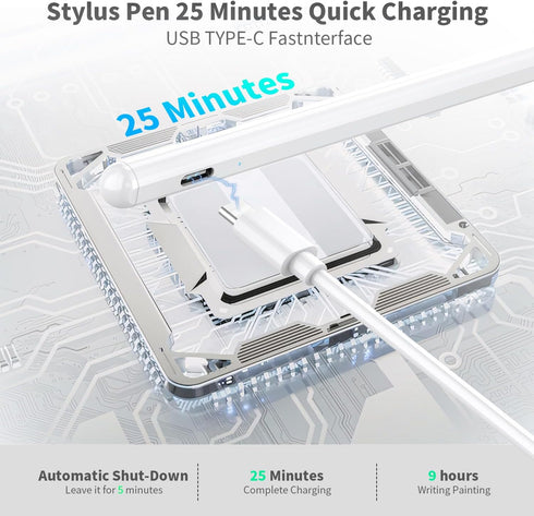 Stylus Pen for iPad Pencil 2.5X Faster Charging Low Latency Compatible with (2018-2025) Apple iPad 11-inch (A16)/10.2-Inch, Air 11-inch M3/M2/4/5t...