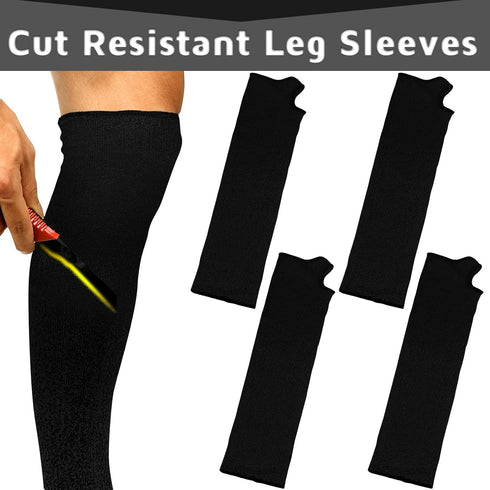 Zhanmai Cut Resistant Leg Sleeves Bite-Proof Protective Leg Sleeves for Welding, Lawn Mowing Guard Safety (Black, Heel Hole Style)...