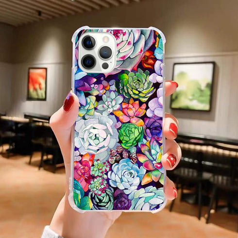 Watercolor Succulent Plant Case Compatible with iPhone 13 Pro Max, Cute Colorful Succulent Garden Case for iPhone 13 Pro Max, Trendy Cool TPU Case...