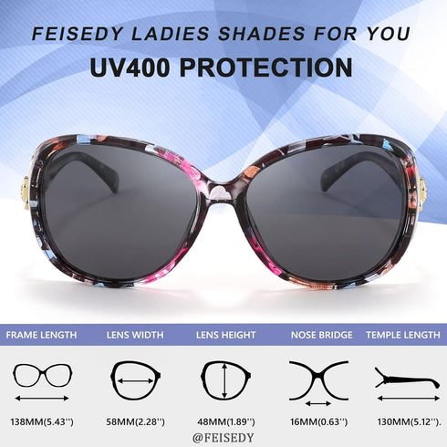 FEISEDY Women Oversized Polarized Sunglasses Ladies Large Shades Classic Fox Sunglasses B2730...