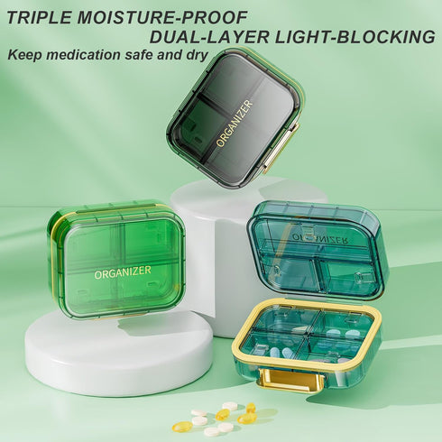 Portable Travel Pill Organizer with 7 Compartments - Perfect Weekly Pill Case Waterproof Pill Box for Daily Vitamins and Medicine, Small Pill Cont...