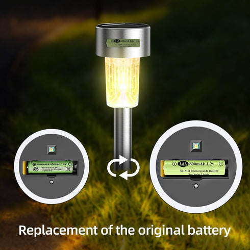 Rechargeable AAA Batteries, Ni-MH AAA 600mAh Solar Batteries, Triple A 1.2v Rechargeable Batteries for Solar Pathway Lights, Outdoor Solar Lights ...