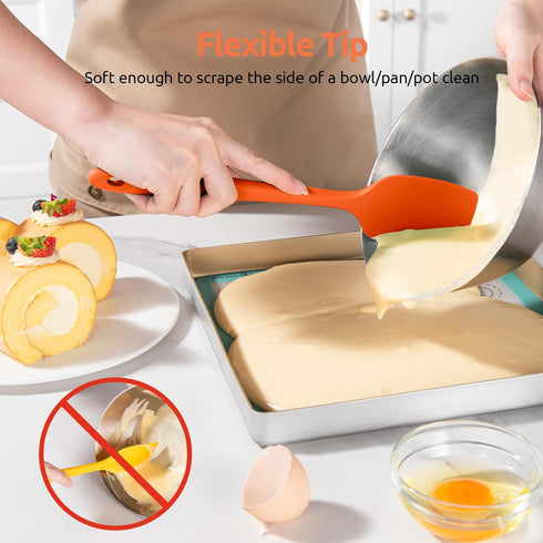 U-Taste Silicone Spoon Spatula Set: 480ºF Heat Resistant Food Grade Flexible Rubber Spoonula, Nonstick Cooking Mixing Scooping Kitchen Baking Scra...