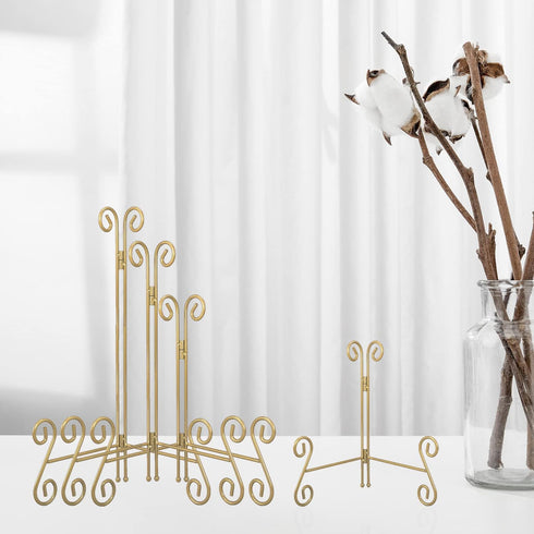 Plate Stands for Display, 10 Inch Plate holders Stands for Display, Gold Iron Plate Easel for Photos, Picture Frames, Cookbooks, Card and Decorati...