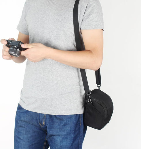 DOMISO Soft Padded Camera Case Water-Resistant with Adjustable Shoulder Strap and Side Pockets Small Camera Bag Carrying Storage Bag, Black...