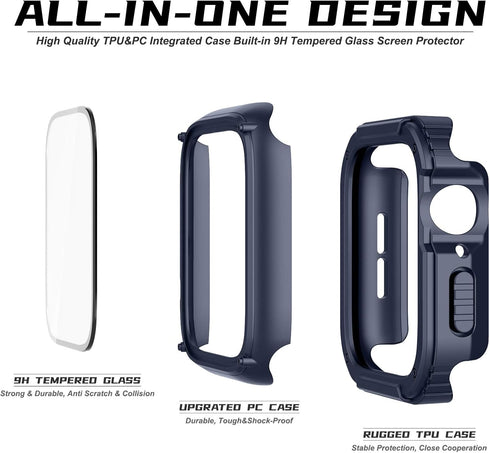 Recoppa for Rugged Apple Watch Case 41mm Series 7 & Series 8 & Series 9 with Screen Protector, Durable Military Grade Quattro Pro Series Drop-proo...