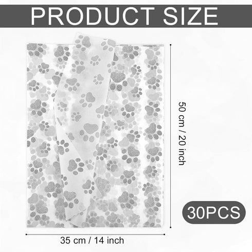 30pcs Dog Paw Tissue Paper, 20x14in Cute Paw Print Tissue Paper Puppy Paws Tissue Paper Sheets Gift Wrapping Tissue Paper for Gift Packaging Weddi...