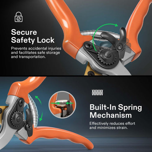 VIVOSUN 8" Bypass Pruning Shears for Gardening, Heavy-Duty Garden Scissors, Ultra Sharp Pruners with 3/4 in. Cut Capacity SK5 Blades, Ergonomic Ha...