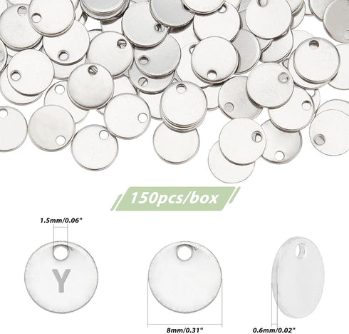PH PandaHall 100 Pcs 304 Stainless Steel Flat Round Blank Stamping Tag Pendants Charms Diameter 8mm for Jewelry Making...