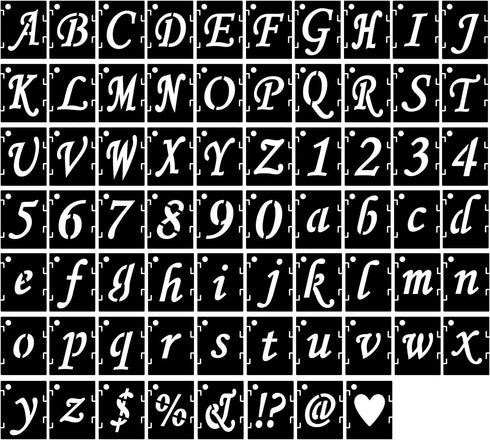 Alphabet Letter Stencils 3 inch, 68 Pcs Reusable Plastic Letter Number Symbol Stencil, Interlocking Template Kit for Painting on Wood, Wall, Fabri...