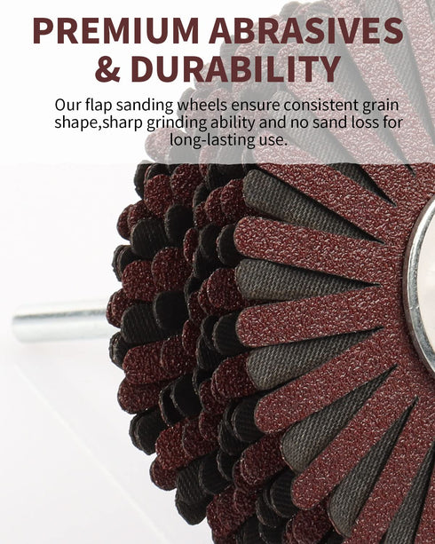 Rocaris 2 Pack Abrasive Flap Wheel - 120# Nylon Sanding Wheel Brush Abrasive Grinding Head with 1/4 Inch Shank for Woodworking Root Carving Furnit...