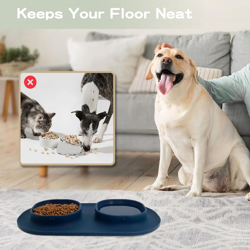 Dog Food Bowls Pet Bowls & Dog Water Bowls with No-Spill and Non-Skid, Feeder Bowls with Dog Bowl Mat for Small Medium Large Size Dogs Cats Puppy ...