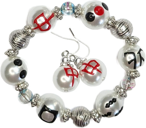 Mahjong Jewelry For Women - Mahjong Bracelet Earring Set - Mahjong Bracelet Stretch Gift For Mom Grandma...