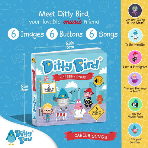 DITTY BIRD Musical Books for Toddlers | Fun Children's Nursery Rhyme Book | The Firefighter Book with Sound | Interactive Toddler Books for 1 Year...