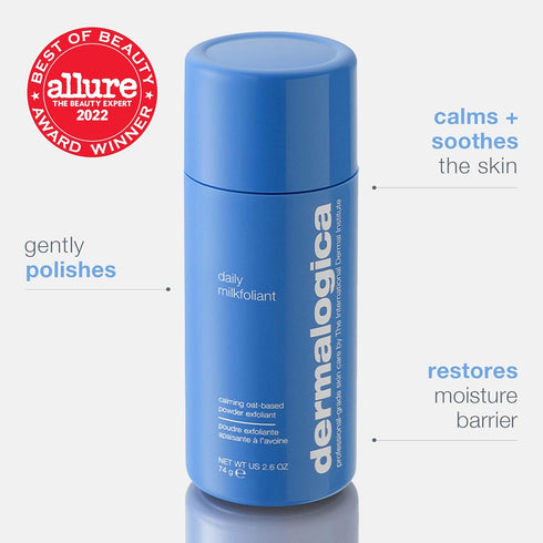 Dermalogica Daily Milkfoliant, Face Exfoliator, Powder Scrub Exfoliant with AHA and BHA - Calming, Polishing and Hydrating Skin, Oat-Based, Vegan ...