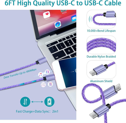 USB C Car Charger Fast Charging C Cord for Samsung Galaxy S24 S23 A15 A14 A25 S22 S21 Ultra/S21+/S20 FE/Note 20 S10e S9 A01 A71 A72 A52 A32,iPhone...