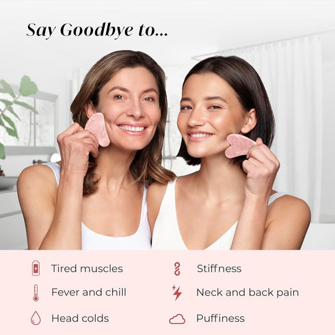PLANTIFIQUE Gua Sha Rose Quartz Tool for Face Anti Aging Massage Tool - GuaSha Tool - Facial Skin Care Products - Massager for Your Skincare Routi...