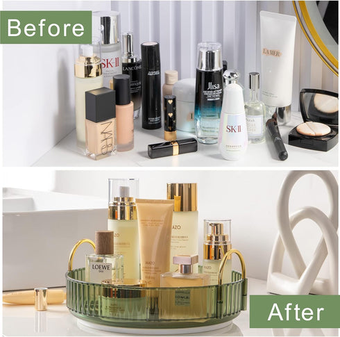 360° Rotating Makeup Organizer, Bathroom Make Up Spinning Holder Rack, Large Capacity Cosmetics Storage Vanity Shelf Countertop, Fits Cosmetics, P...