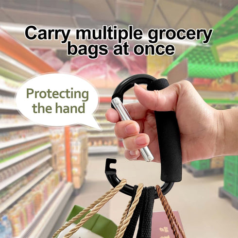 2 PCS Strong Stroller Hooks for Bags, Car Headrest Hook, Grocery Bag Hooks Large Carabiner Heavy-Duty Clip Hook for Groceries, Dog Leashes, Purses...