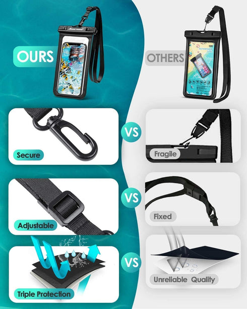 Hiearcool Waterproof Pouch for iPhone, Waterproof Phone Bag Travel Essentials Cruise Accessories Must Haves-4Pack Black...