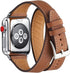 Bestig Bands Compatible with Apple Watch Band 40mm 41mm 38mm 42mm(Series 10) Women Men, Genuine Leather Double Tour Designed Slim Thin Strap for i...