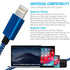 iPhone Charger Lightning Cable, 1 Pack 6 ft Blue/White Nylon Braided USB Charging High Speed Data Sync Transfer Cord Compatible with iPhone 14 13 ...
