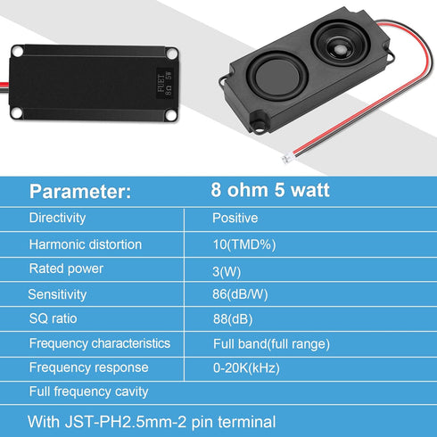 MakerHawk 2pcs Ar duino Speaker 5 Watt 8 Ohm Double Cavity Mini Speaker Full-Range Cavity Advertising Machine Small Speaker 3.3V 5V with JST-PH2.5...