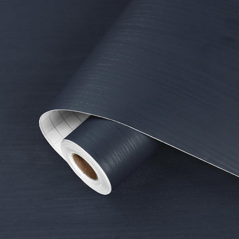 Thicken Peel and Stick Countertops Wood Contact Paper for Cabinets and Drawers Navy Blue Peel and Stick Wallpaper Self Adhesive Faux Wood Grain Co...