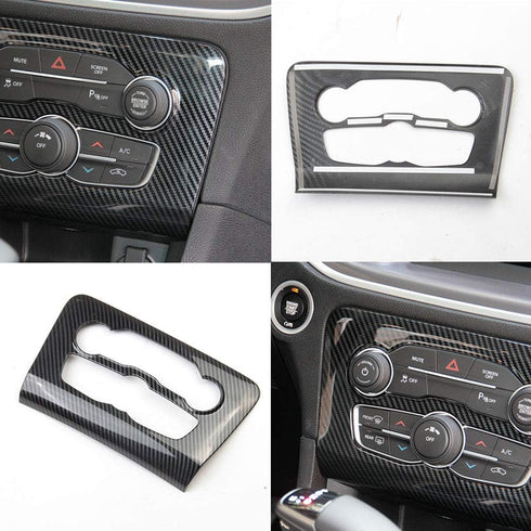 crosselec Carbon Fiber Central control Air conditioning A/C panel cover tirm for Dodge Charger 2015+ (black)...