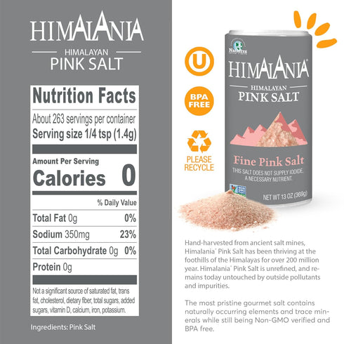 NATIERRA Himalayan Pink Salt, Fine Grain Salt Shaker Bottle, Unrefined & Non-GMO, 13 Ounce...
