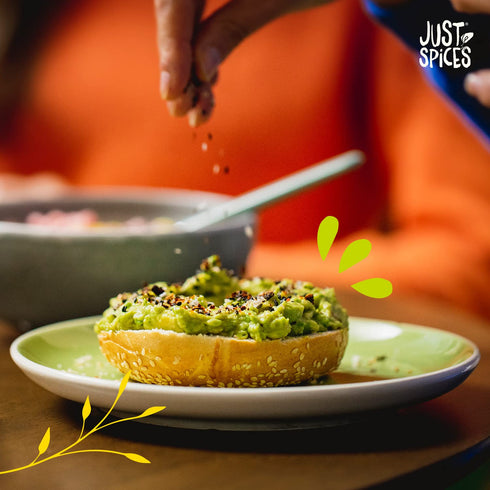 Just Spices Avocado Topping, 2.11 OZ I Spice mix for avocado I Also for refining bowls and salad I With black sesame, tomato and chilli, pyramid s...