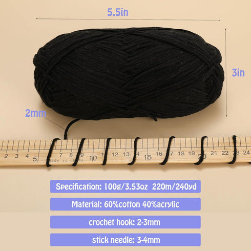 Milk Cotton Yarn,100g Yarn for Crochet,Amigurumi Yarn,Crochet Yarn for Crocheting,Cotton Yarn,Soft Yarn for Sweater,Hat,Socks,Baby Blankets(Black)...