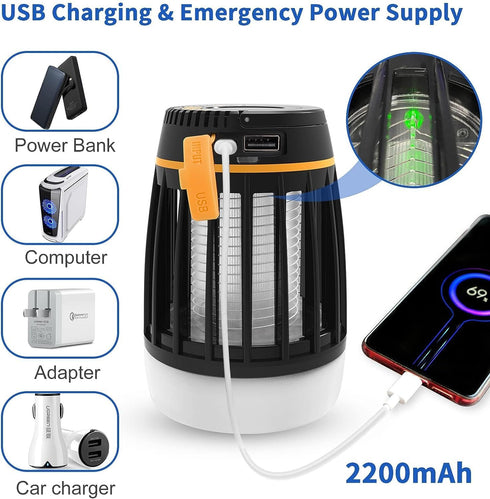 Mosquito Killer, 3 in 1 Bug Zapper,Waterproof Insect Fly Trap for Outdoor & Indoor,LED Lantern, Emergency Power Supply 2000mAh for Home, Camping, ...