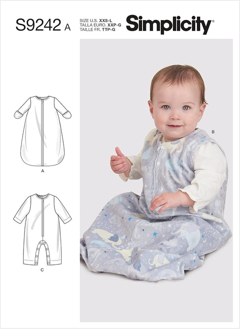 Simplicity Sewing Pattern S9242 Layette SS9242A BABY SPORTSWEAR XXS-XS-S-M-L, White...