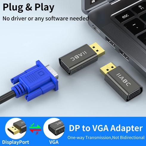 DisplayPort to VGA Adapter 1080P Converter, Display Port DP to VGA Adapter Male to Female Connector Compatible with Computer, Desktop, Laptop, PC,...