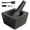Pepe Nero Large Granite Mortar and Pestle Set - Heavy Duty Stone Grinder Bowl, Non Slip Base (Black, 5.5")...