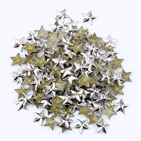 Beadsland Hotfix Iron On, Flat Back Stars Studs - 1/4" Flatback Glue on Studs 300pcs (Silver, 12x12mm)...