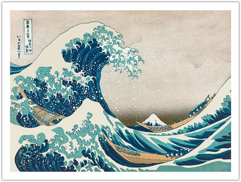 The Great Wave off Kanagawa - Mount Fuji - Vintage Japanese Woodblock Print by Hokusai c.1830s - Bamboo Fine Art 290gsm Paper (Unframed) 12x16in...