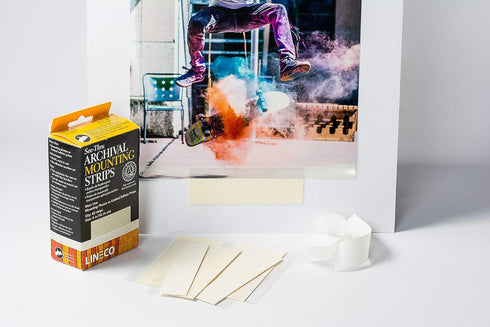 Lineco 4 Inches See-Through Archival Polyester Mounting Strips. Acid-Free, Framing Photos, Hinge-Less, Sturdy, Safe, Conservation, Easy, Artwork, ...