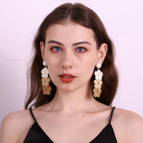 Raffia Flower Earrings, Raffia Straw Wrapped Flower Drop Dangle Earrings Summer Tropical Beach Jewelry...