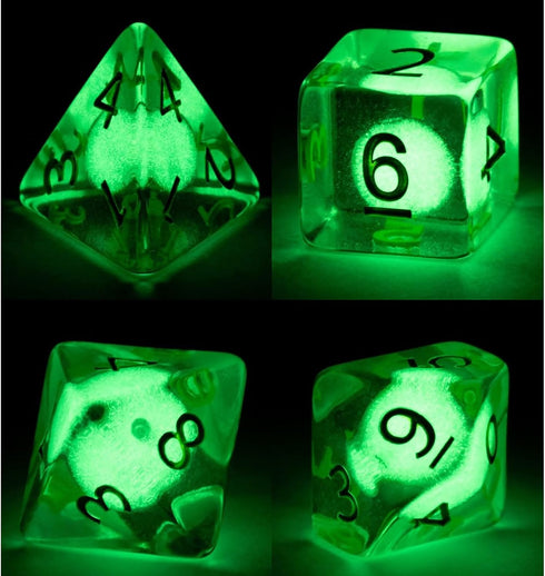 Gake Keeper Games & Dice: Firefly Dice - 7 Piece Resin Dice Set, Radiant Inclusion, Glow-in-The-Dark, Role Playing Games Accessory, RPG Dice...