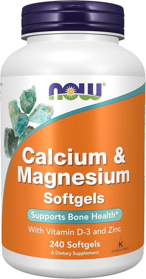 NOW Supplements, Calcium & Magnesium with Vitamin D-3 and Zinc, Supports Bone Health*, 120 Softgels...