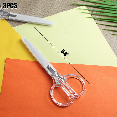 Koogel 3PCS Acrylic Scissors for Craft, Fabric Scissors Clear Craft Scissors Stainless Steel Scissors for Office Home School Sewing...