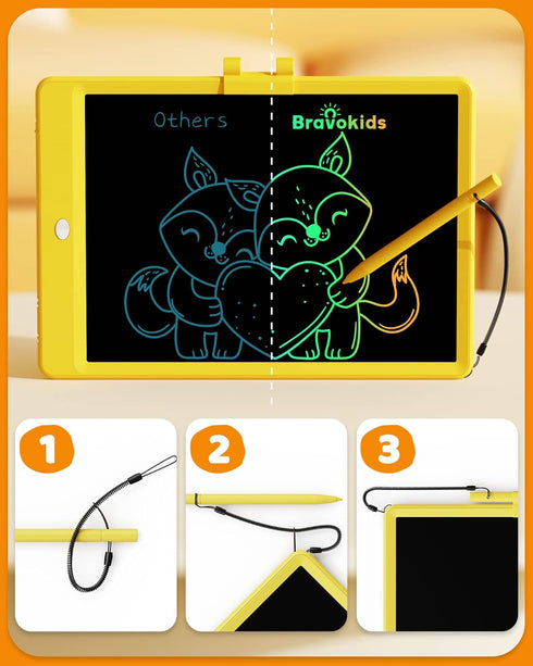 Bravokids LCD Writing Tablet for 3-8 Year Old Girls and Boys - 10 Inch Electronic Doodle Board Drawing Pad, Educational Birthday Gift for Kids and...