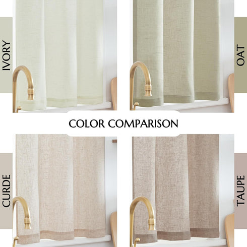 jinchan Beige Kitchen Curtains Linen Tier Curtains 24 Inch Farmhouse Cafe Drapes for Small Window Flax Country Rustic Rod Pocket Bathroom Laundry ...